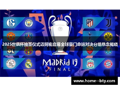 2025世俱杯抽签仪式迈阿密启幕全球豪门命运对决分组悬念揭晓 2025世俱杯抽签仪式迈阿密启幕全球豪门命运对决分组悬念揭晓